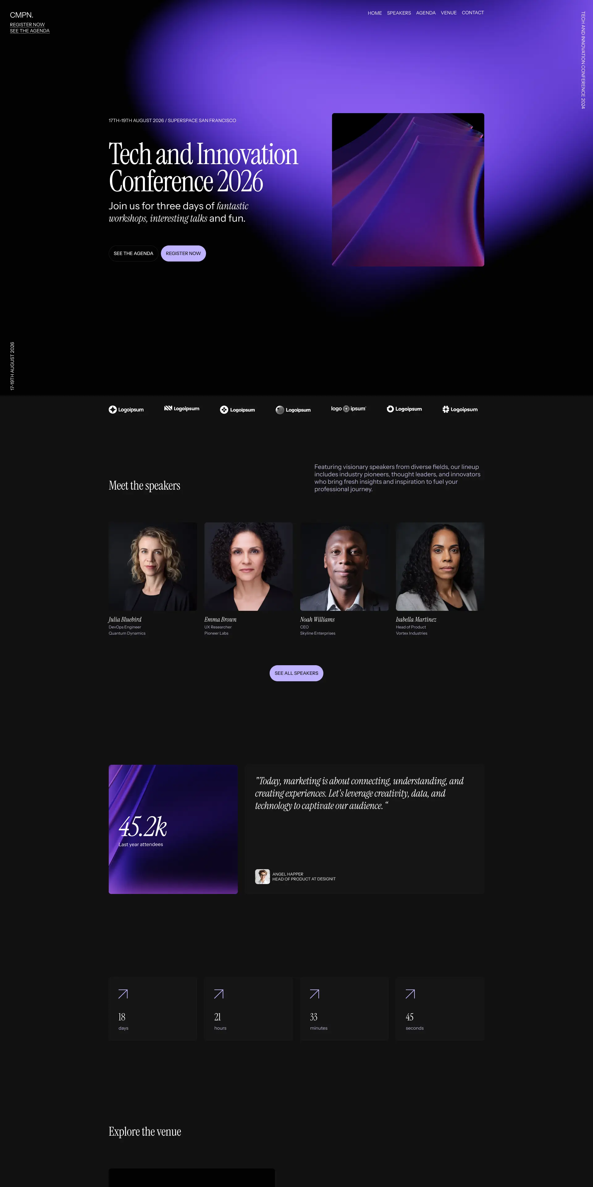 Professional event website template