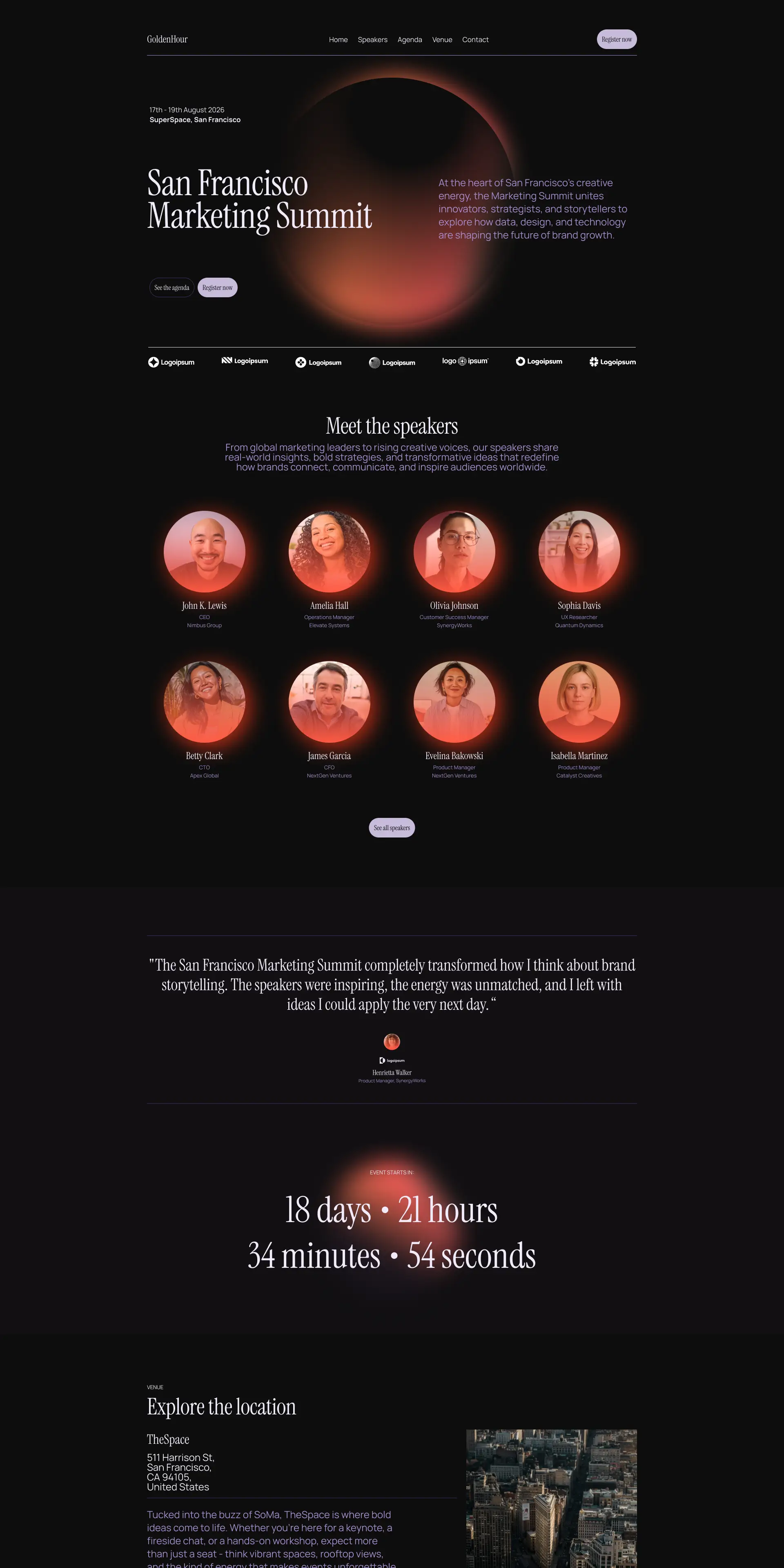 Professional event website template