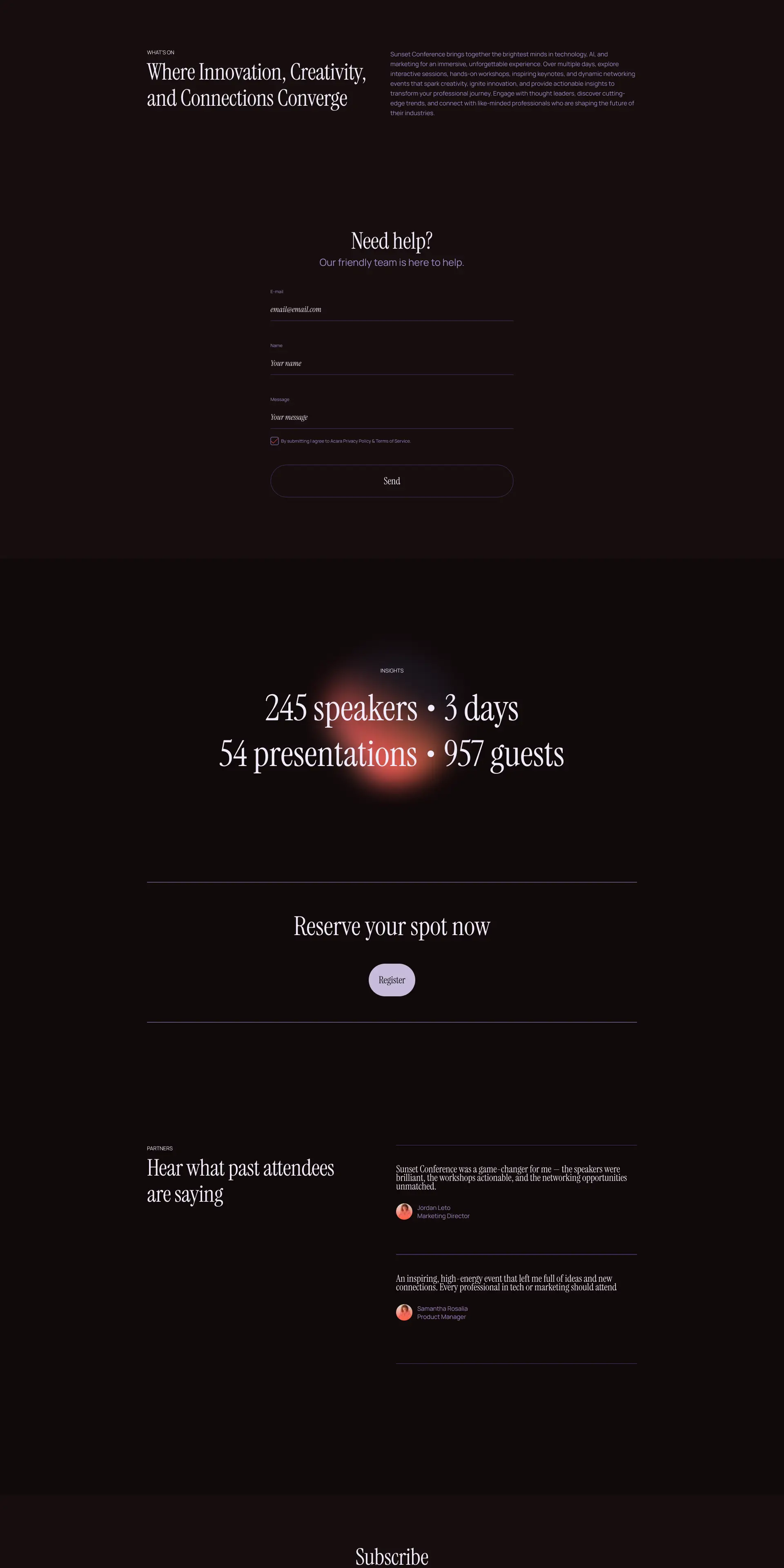 Professional event website template