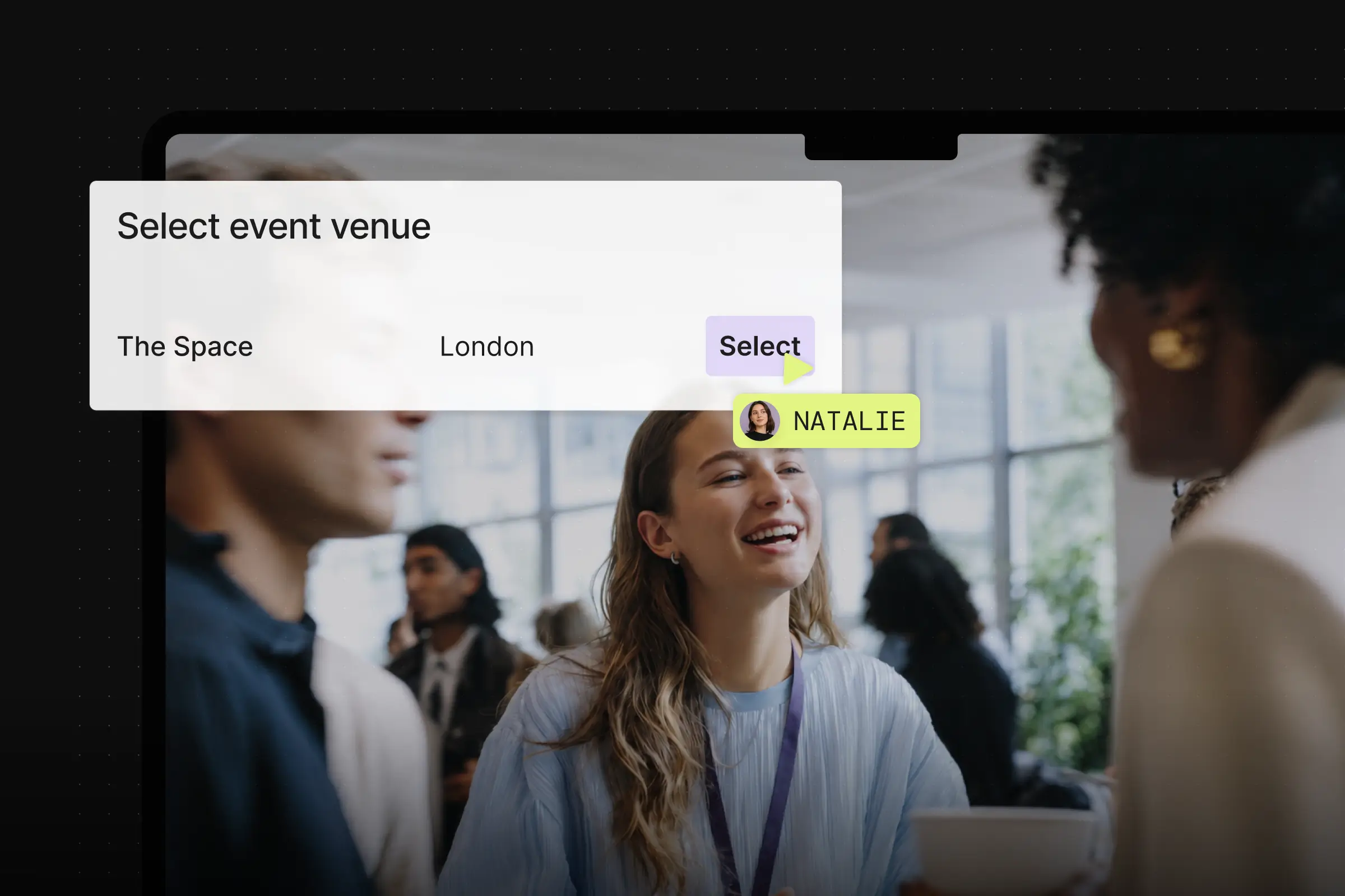 Instant event page builder with venue selection and setup tools